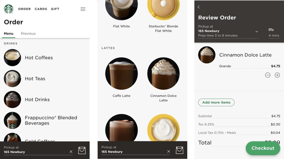 Aplicación móvil progresiva de Starbucks