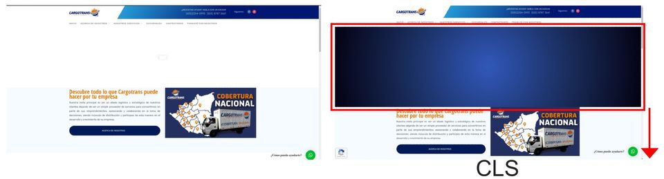 Cumulative Layout shift en el sitio web de Cargotrans