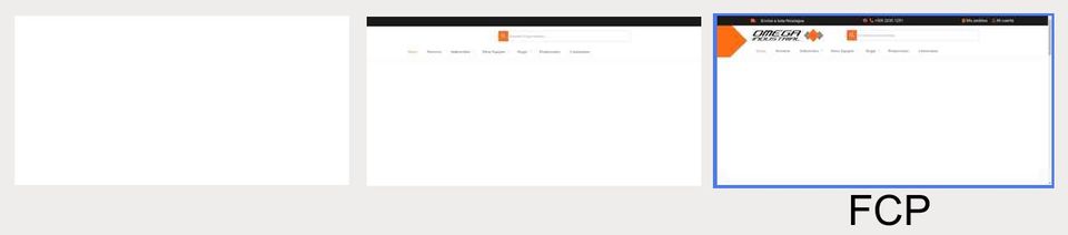 First Contentful Paint en el sitio web de Omega Industrial